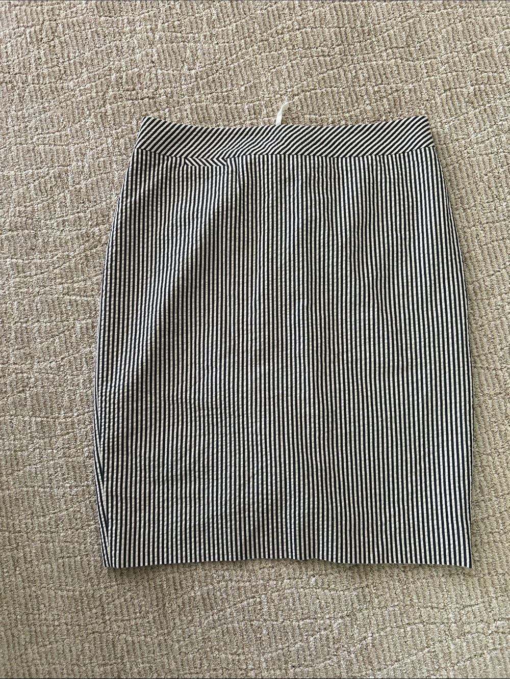 J. Crew Black and White Pinstripe Pencil Skirt